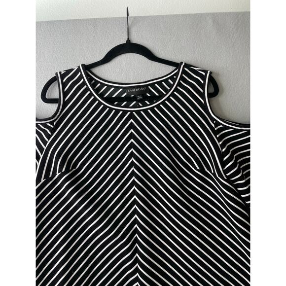 Lane Bryant Black white stripe cold shoulder mini dress Women's 14/16 - Picture 2 of 10